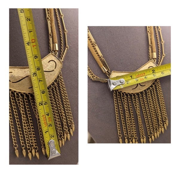 Vintage Estate TAN Signed By Cobayley Multi strand Stunning Fringe Necklace - Picture 3 of 3